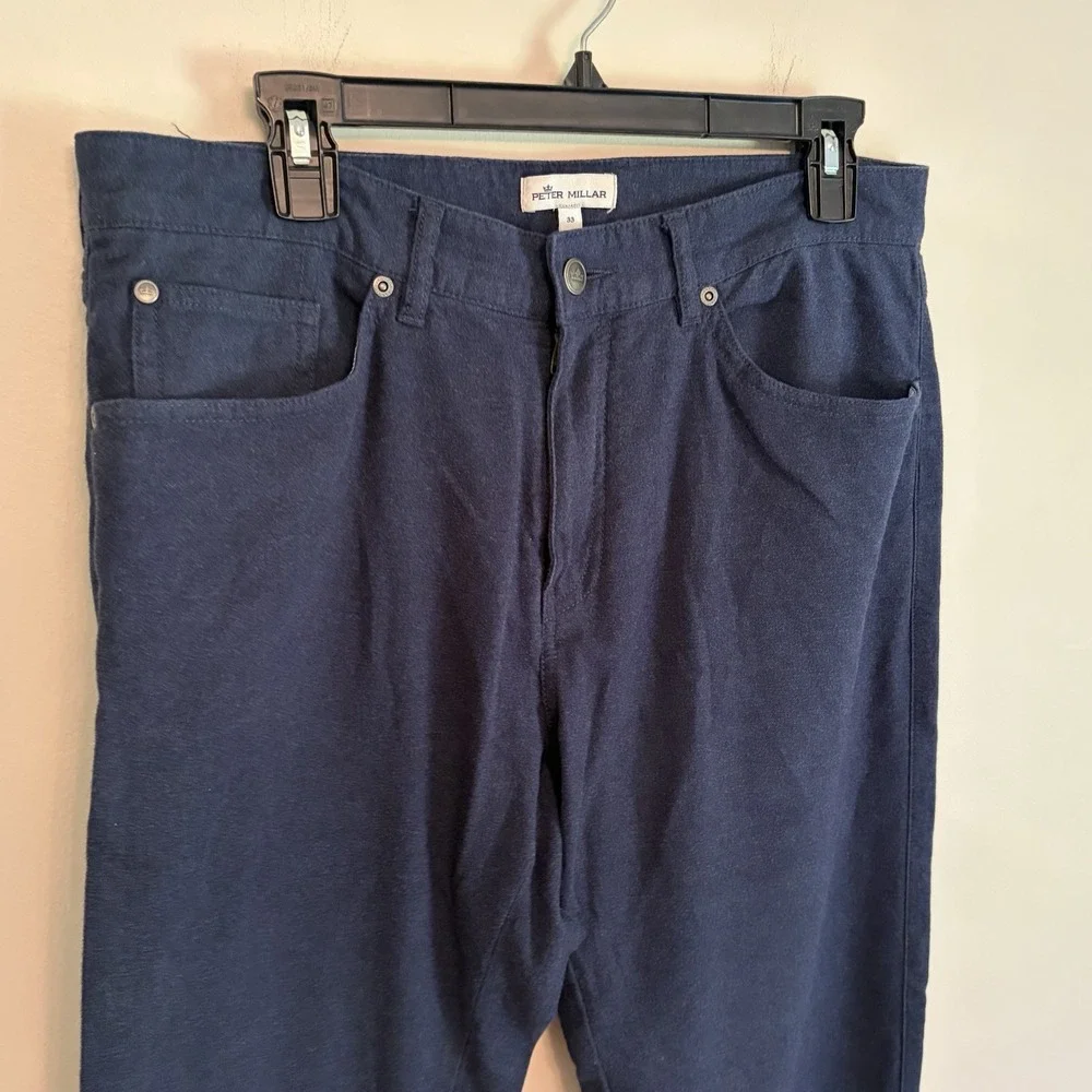 Peter Millar 5 Pocket Pants Sz 33 Navy‎ Blue Golf Preppy Straight Work Business